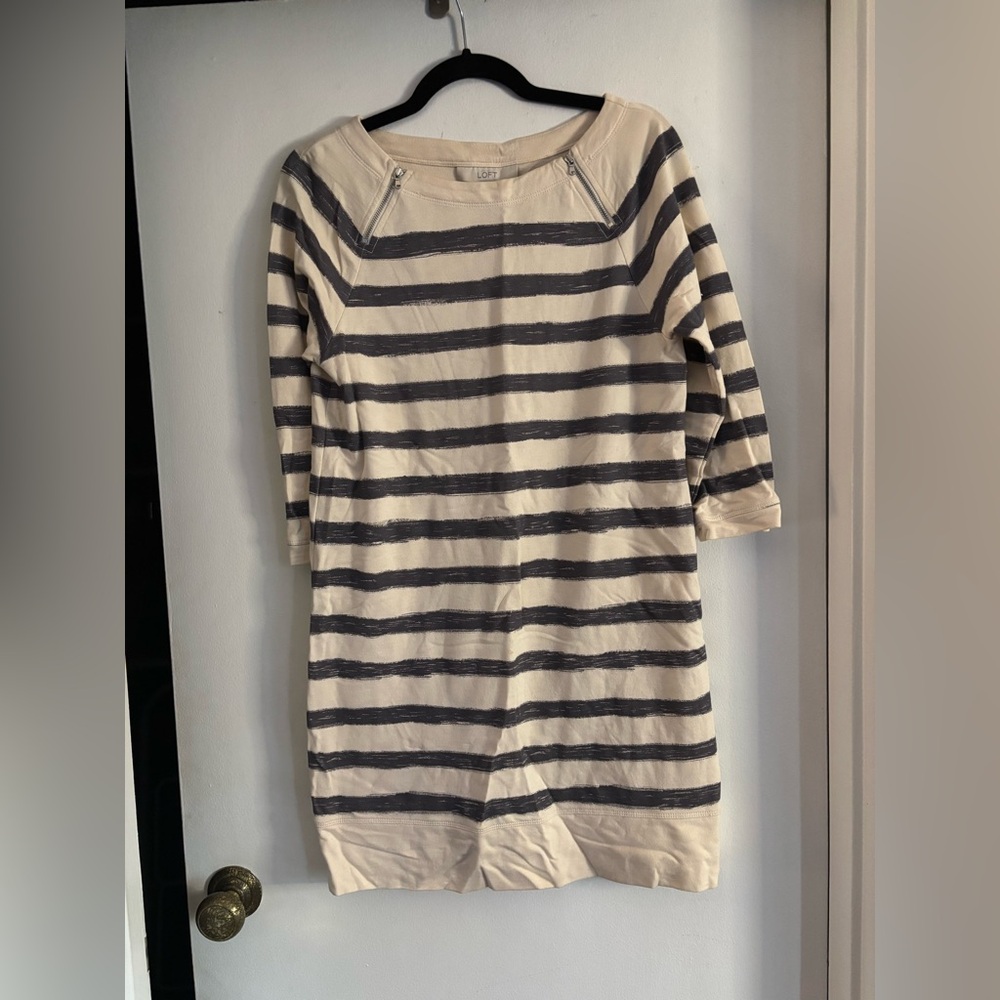 Striped Cream and Black Dress
